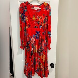 Anthropologie floral wrap midi dress.